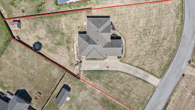 aerial view of property's location featuring property parcel outlined