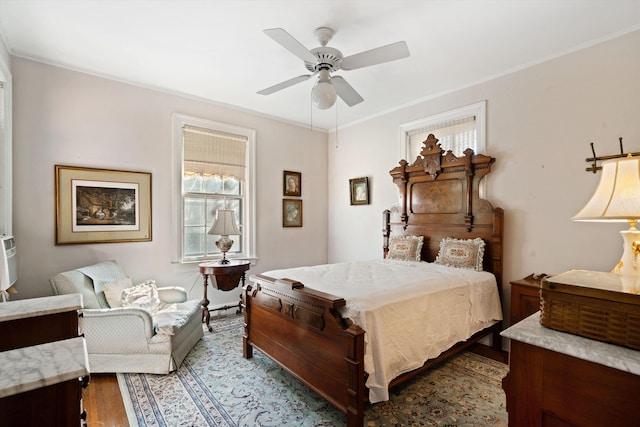 14 Morningside Pl, Memphis, TN 38104 - bedroom with wood finished floors, ornamental molding, and a ceiling fan