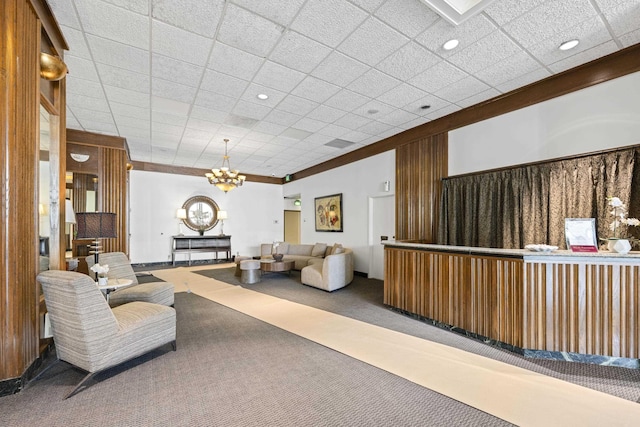 welcome area featuring a chandelier