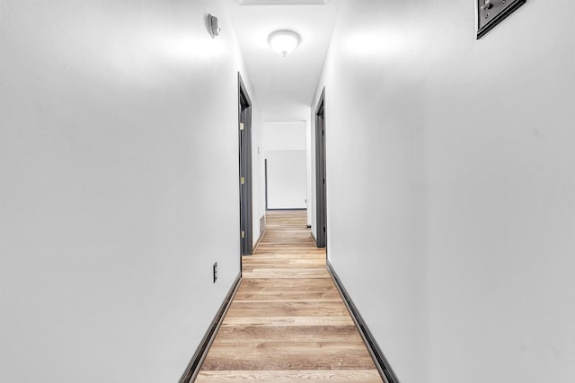 hallway with light wood-style floors