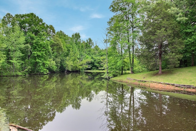 water view featuring a heavily wooded area