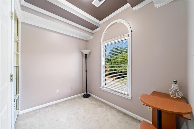 8606 Meadow Green Dr, Memphis, TN 38016 - spare room featuring ornamental molding, light carpet, and baseboards