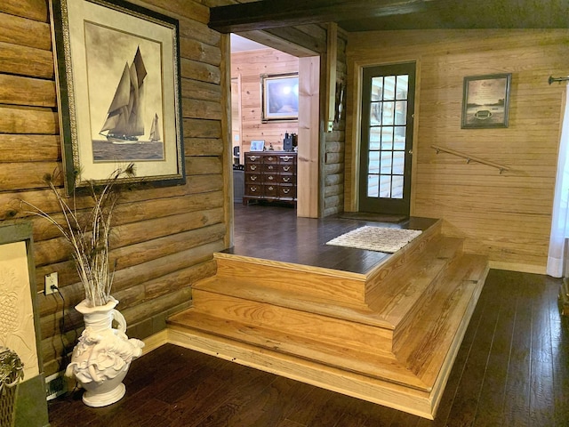 4560 Bishop Rd, Middleton, TN 38052 - doorway with wooden walls, hardwood / wood-style floors, and stairway