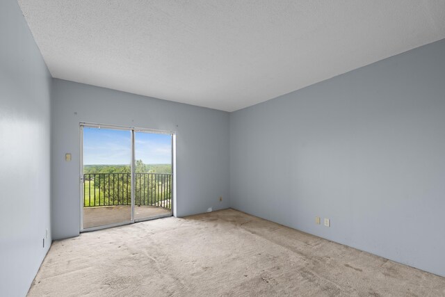 carpeted empty room with a textured ceiling
