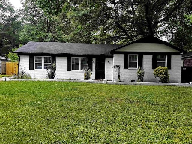 ranch-style house with brick siding and crawl space