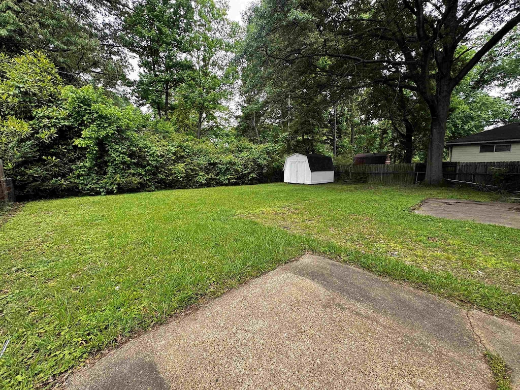 view of yard featuring a shed and an outdoor structure