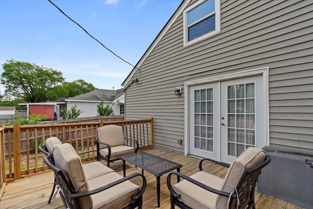 3686 Charleswood Ave, Memphis, TN 38122 - wooden terrace featuring french doors and an outdoor hangout area
