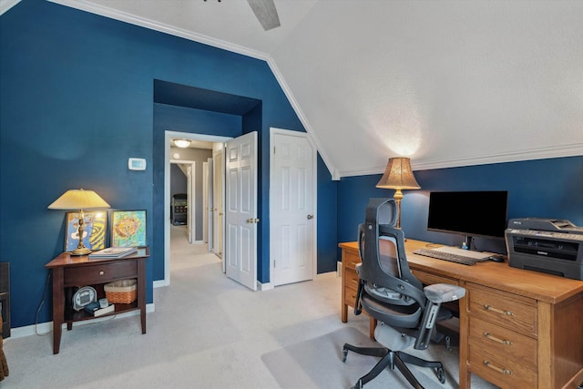 8792 E Carrollwood Ln E, Memphis, TN 38016 - office space with lofted ceiling, crown molding, light colored carpet, and baseboards