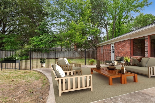 view of patio featuring an outdoor hangout area