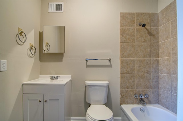 bathroom featuring vanity, toilet, and shower / bathtub combination