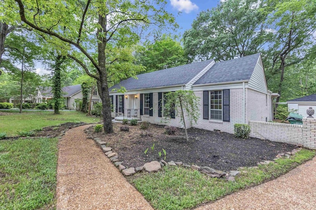 1793 Hayden Rd, Germantown, TN 38138 - ranch-style home with brick siding, a shingled roof, and a porch