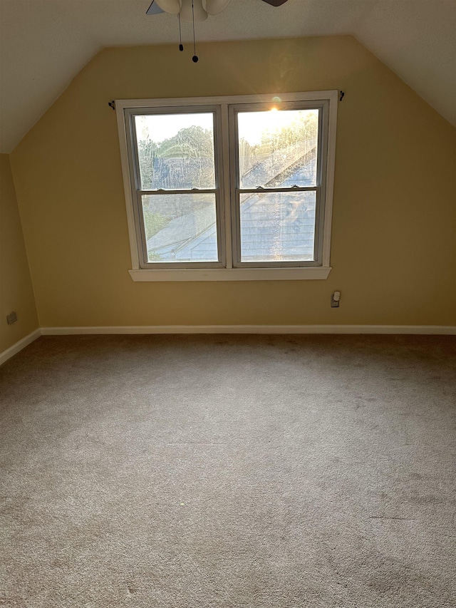 3236 Whitney Rd, Memphis, TN 38128 - bonus room with vaulted ceiling, carpet floors, a ceiling fan, and baseboards
