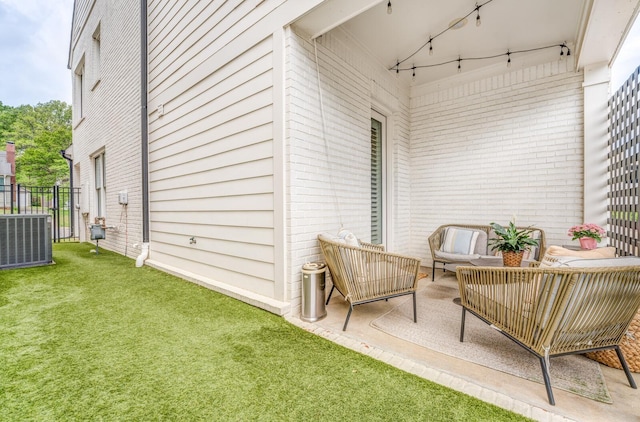 view of patio / terrace featuring central AC unit and an outdoor hangout area