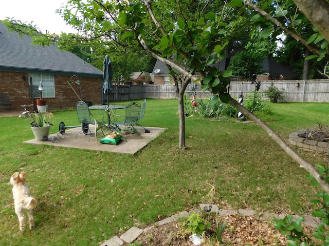 view of yard with a patio area