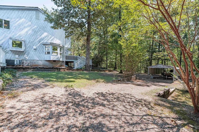 150 Island View Dr, Counce, TN 38326 - view of yard featuring a gazebo, cooling unit, and stairs