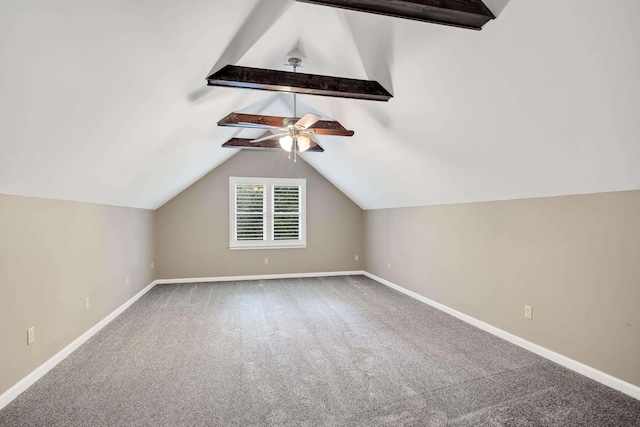 bonus room featuring carpet floors, baseboards, and a ceiling fan