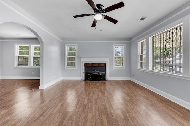 686 Looney Ave, Memphis, TN 38107 - unfurnished living room with plenty of natural light, wood finished floors, and ceiling fan