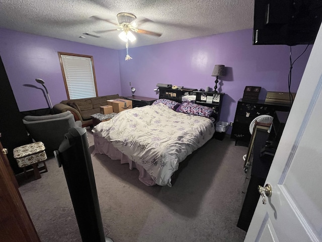 8130 Julie Cv, Millington, TN 38053 - carpeted bedroom with a textured ceiling and a ceiling fan
