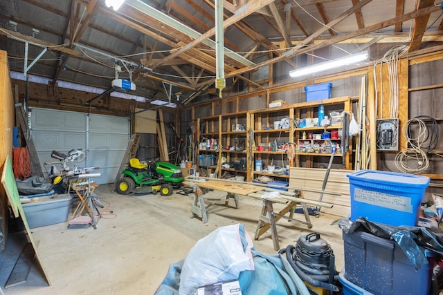 garage with a garage door opener