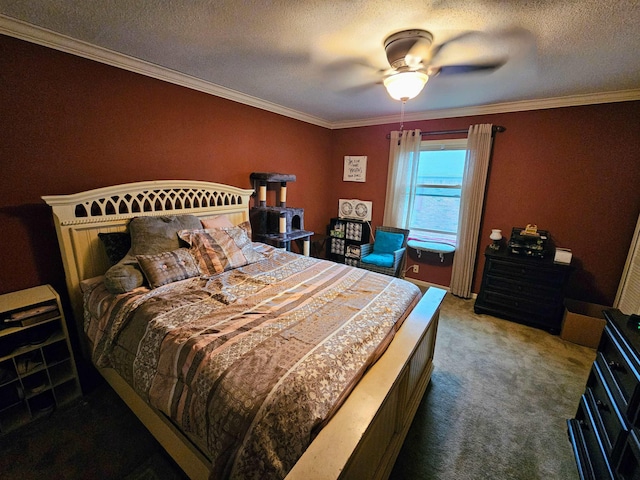 1212 Bristol Dr Unit 1212, Memphis, TN 38119 - bedroom featuring carpet, ornamental molding, a textured ceiling, and ceiling fan