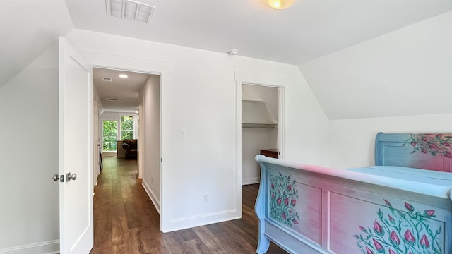 335 Blain St, Rossville, TN 38066 - hall with lofted ceiling, dark wood-style floors, baseboards, and recessed lighting