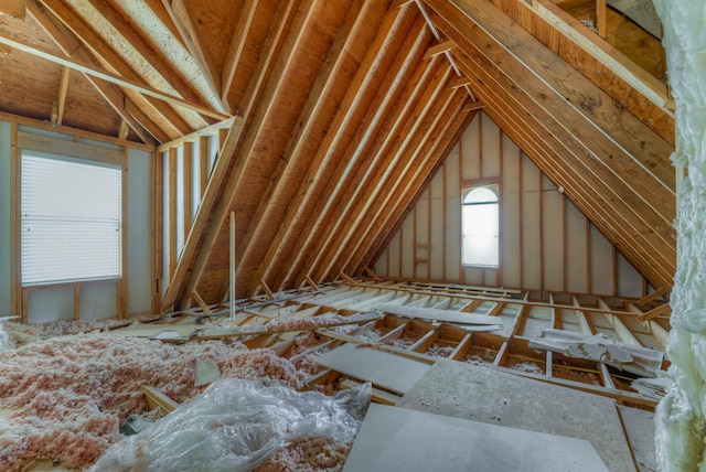 view of unfinished attic