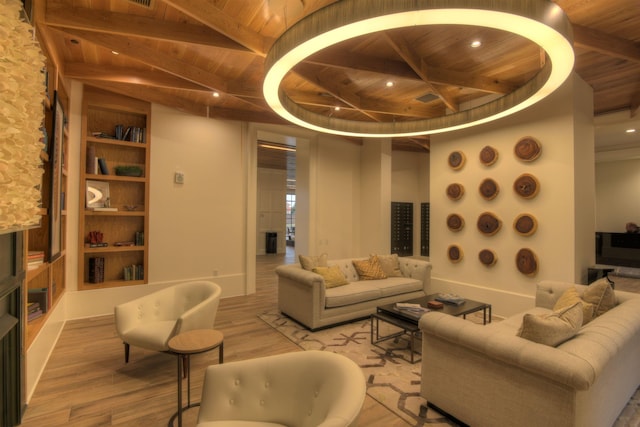 717 S Riverside Dr Unit 1203, Memphis, TN 38103 - common area featuring wooden ceiling, beam ceiling, recessed lighting, and coffered ceiling