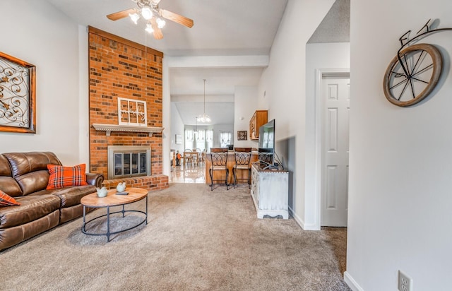 6686 Elmore Ridge Ln, Memphis, TN 38134 - living area featuring carpet floors, a ceiling fan, baseboards, and a chandelier