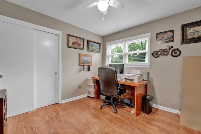 6331 Twin Oaks Dr, Millington, TN 38053 - office area featuring ceiling fan, light wood-style floors, and baseboards