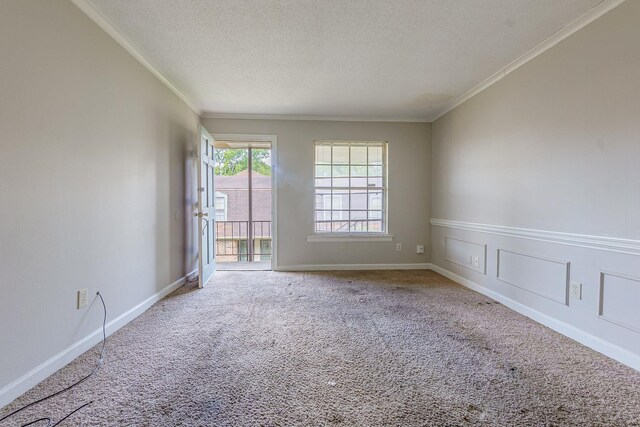 3229 Thirteen Colony Mall Unit 5B, Memphis, TN 38115 - unfurnished room with ornamental molding, carpet flooring, a textured ceiling, and baseboards