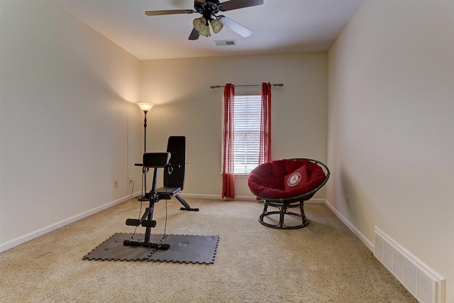 100 Whitehall Ct, Unicorp/Eads, TN 38028 - workout room with carpet, a ceiling fan, and baseboards