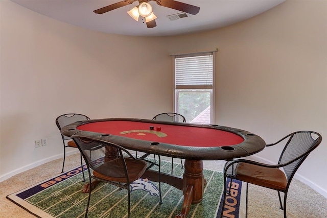 100 Whitehall Ct, Unicorp/Eads, TN 38028 - recreation room featuring ceiling fan, baseboards, and light colored carpet