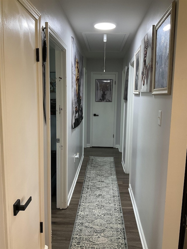 6288 Martinwest Dr, Millington, TN 38053 - corridor featuring attic access, dark wood-style flooring, and baseboards