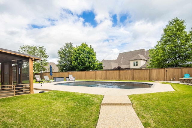 view of pool with a sunroom