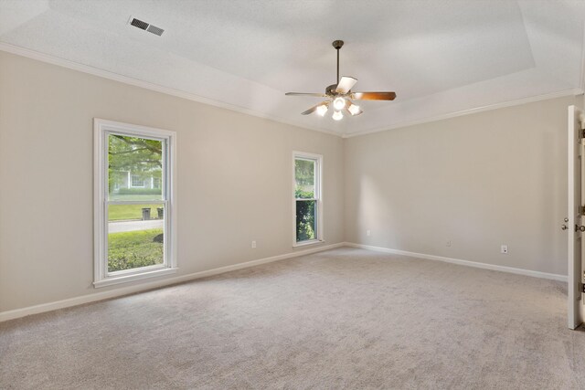 8450 Stoksund Cv, Memphis, TN 38018 - spare room with crown molding, a ceiling fan, healthy amount of natural light, and light carpet