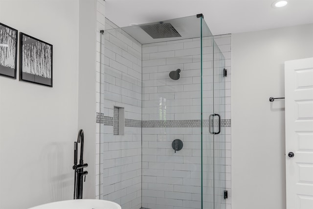 185 Alexander St, Memphis, TN 38111 - bathroom featuring a stall shower and recessed lighting
