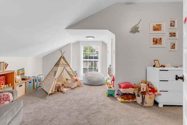 185 Alexander St, Memphis, TN 38111 - game room featuring vaulted ceiling and carpet flooring