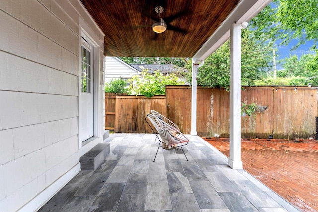 185 Alexander St, Memphis, TN 38111 - view of patio with fence, a ceiling fan, and entry steps