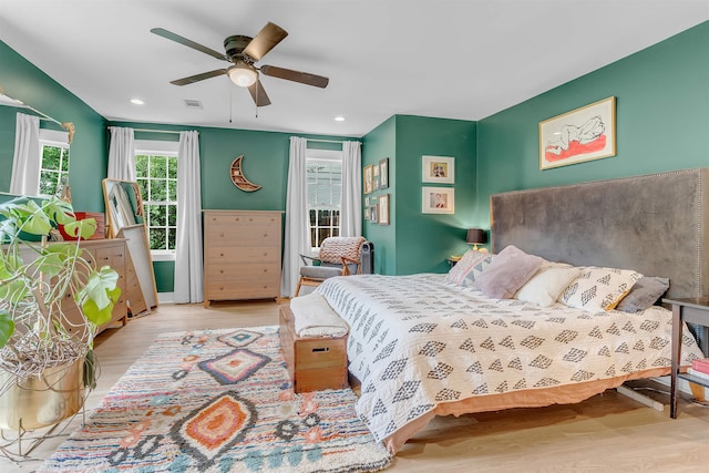 185 Alexander St, Memphis, TN 38111 - bedroom with wood finished floors, recessed lighting, and ceiling fan