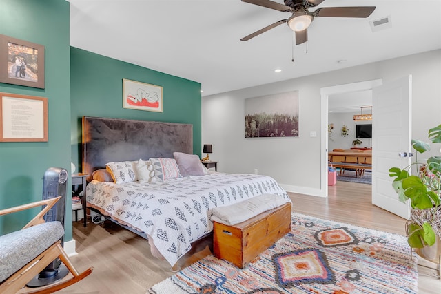 185 Alexander St, Memphis, TN 38111 - bedroom with wood finished floors, recessed lighting, a ceiling fan, and baseboards