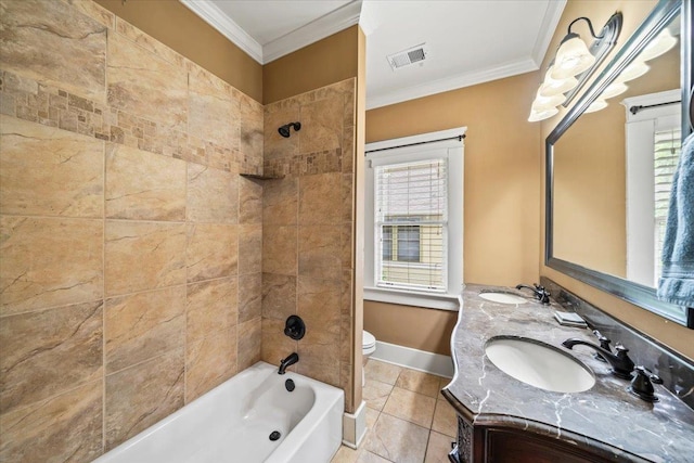 1751 Carr Ave, Memphis, TN 38104 - bathroom with toilet, plenty of natural light, crown molding, baseboards, and tub / shower combination