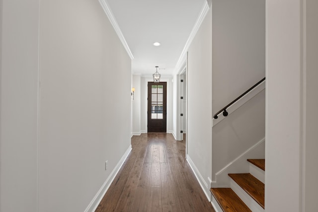 940 Cypress Vine Cv, Collierville, TN 38017 - doorway featuring hardwood / wood-style flooring, crown molding, stairway, baseboards, and recessed lighting