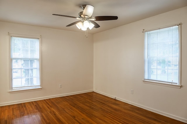 4486 Mayo Ave, Memphis, TN 38128 - spare room featuring wood finished floors, baseboards, and ceiling fan