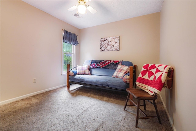 8570 W Park Trail Dr, Germantown, TN 38139 - living area with carpet flooring, baseboards, and a ceiling fan