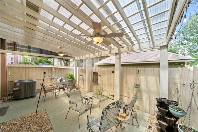 2268 Tunis Cv Unit 2268, Memphis, TN 38104 - view of patio / terrace with cooling unit, ceiling fan, a pergola, and a fenced backyard