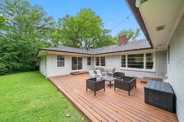 4539 Kings Park Rd, Memphis, TN 38117 - wooden terrace with a lawn and an outdoor living space