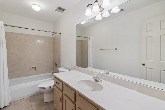 3187 Valley Lake Dr, Bartlett, TN 38135 - bathroom featuring tile patterned floors, toilet, shower / tub combo, and vanity