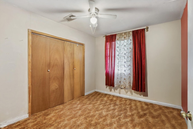 4381 Embassy Dr, Memphis, TN 38108 - unfurnished bedroom with carpet floors, a closet, baseboards, and ceiling fan