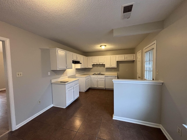 4334 Cleopatra Rd, Unicorp/Memphis, TN 38128 - kitchen featuring dishwasher, under cabinet range hood, dark tile patterned flooring, baseboards, and white cabinets