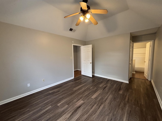 4334 Cleopatra Rd, Unicorp/Memphis, TN 38128 - unfurnished bedroom featuring dark wood-style floors, baseboards, a ceiling fan, and high vaulted ceiling